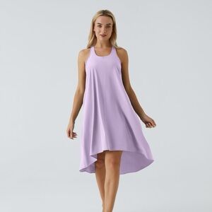 NWT Halara Breezeful Backless Racerback High Low Midi Dress Lavender Size Medium